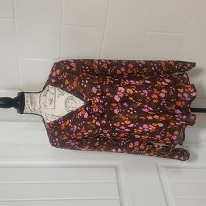 3/$10 - Brown floral Liz Lange Maternity blouse